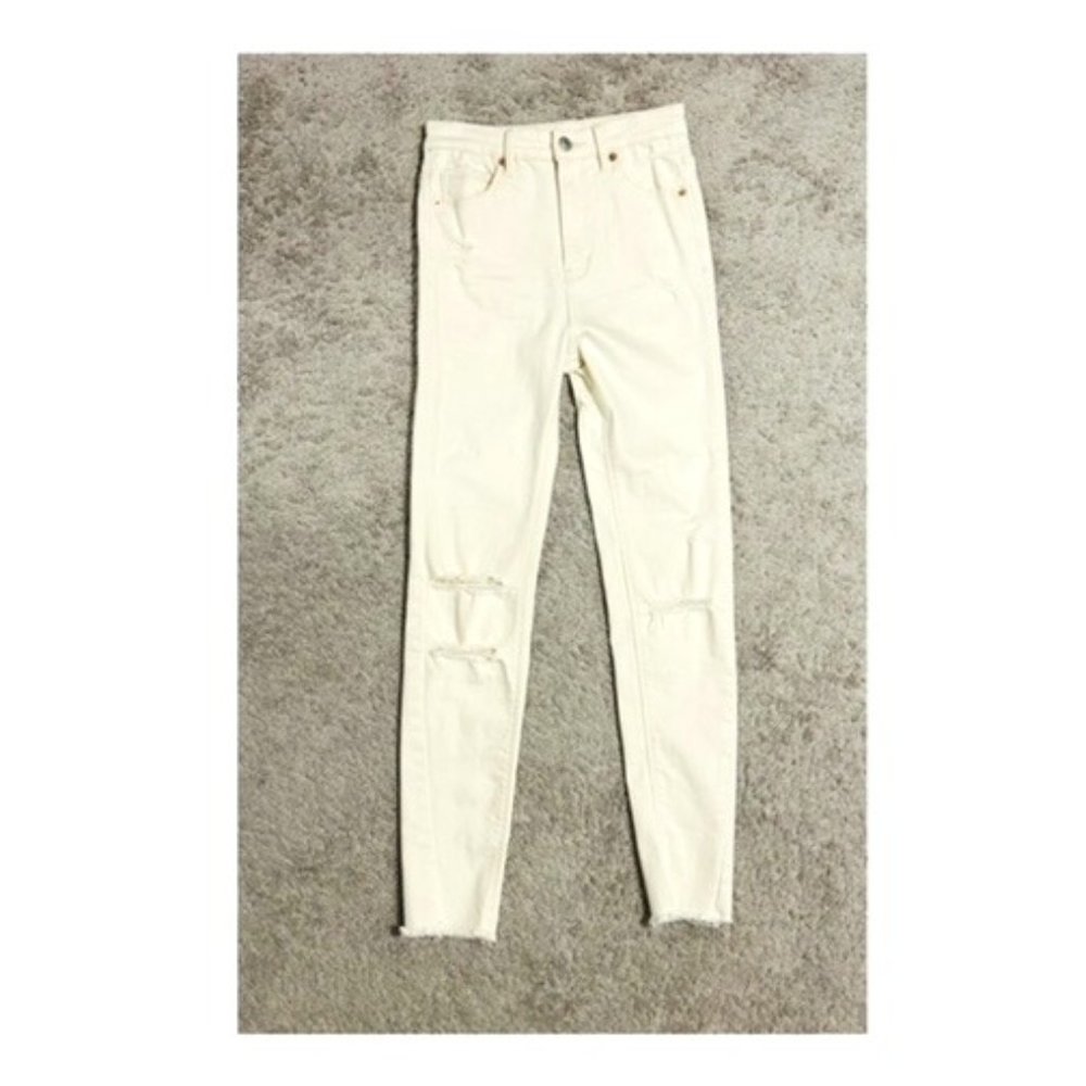 Super High-Waisted Distress Jeans